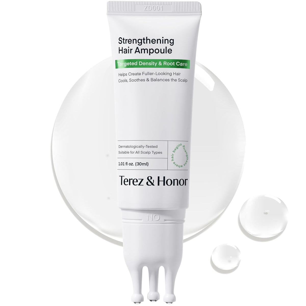 TEREZ & HONOR Scalp Strengthening Hair Serum – Korean Cooling Roll-On with Caffeine, Niacinamide & Panthenol