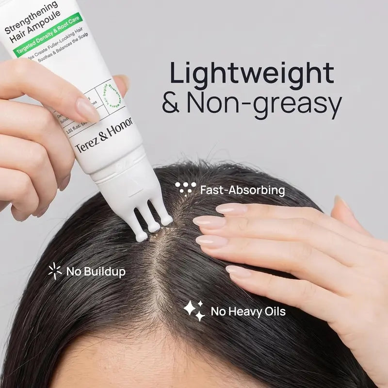 TEREZ & HONOR Scalp Strengthening Hair Serum – Korean Cooling Roll-On with Caffeine, Niacinamide & Panthenol