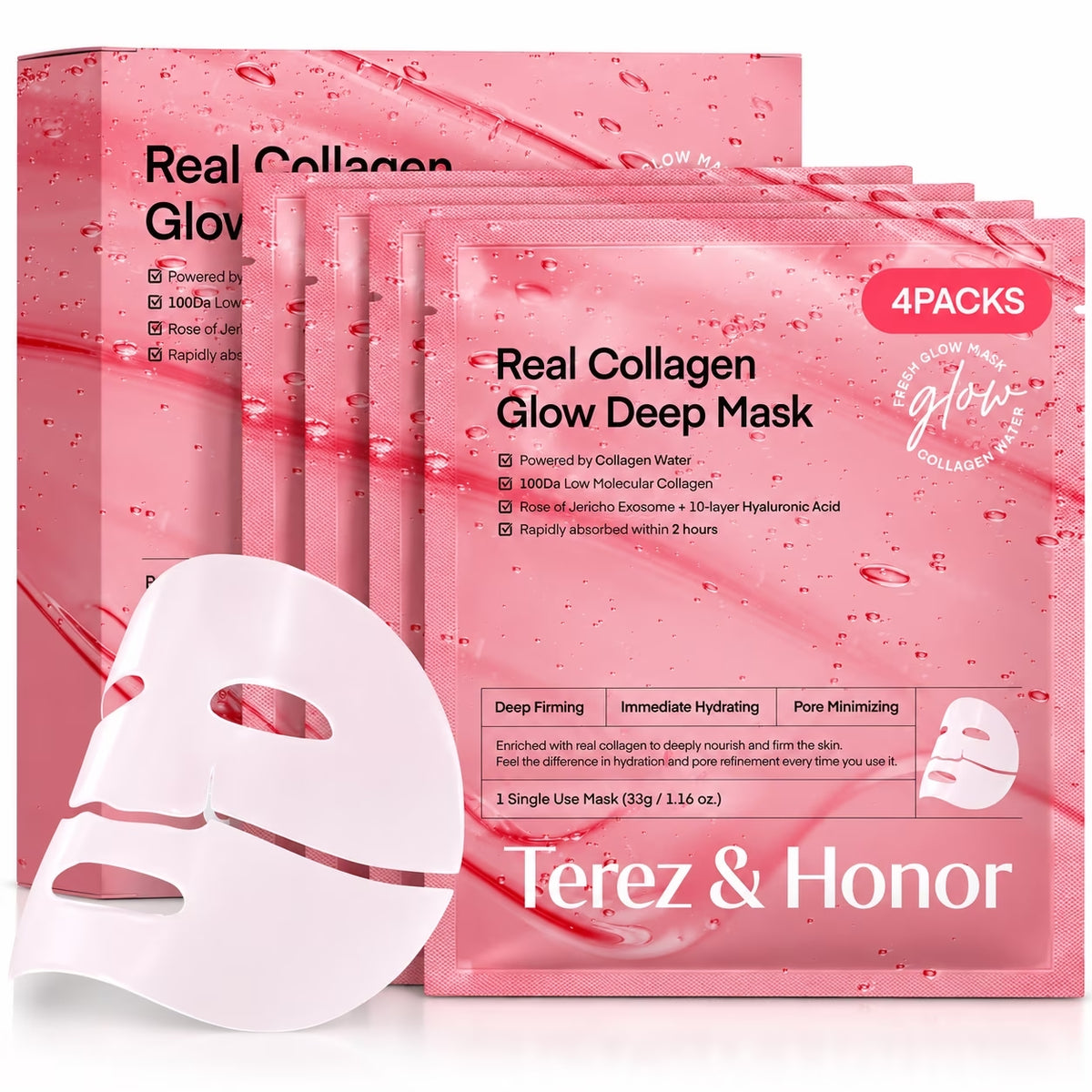 Terez & Honor Korean Overnight Collagen Face Mask, 4 Packs