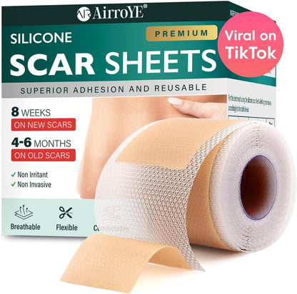 AirroYE Silicone Scar Sheets, Silicone Scar Tape (1.6"x 120" Roll-3M)
