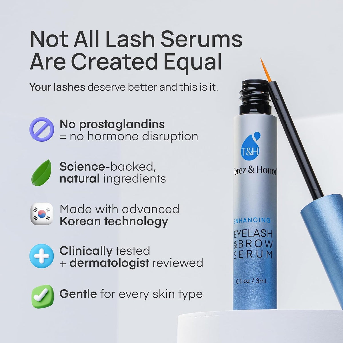 TEREZ & HONOR Enhancing Lash Serum – Korean Prostaglandin-Free Eyelash & Brow Serum
