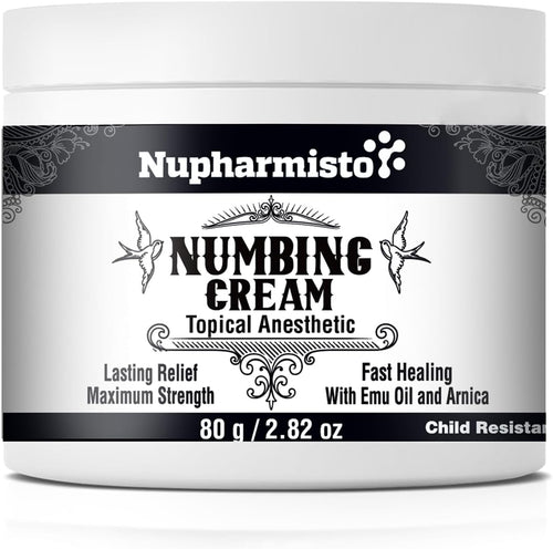Nupharmisto Pain-Free Tattoo Numbing Cream - Maximum Strength, 2.82 oz / 80g