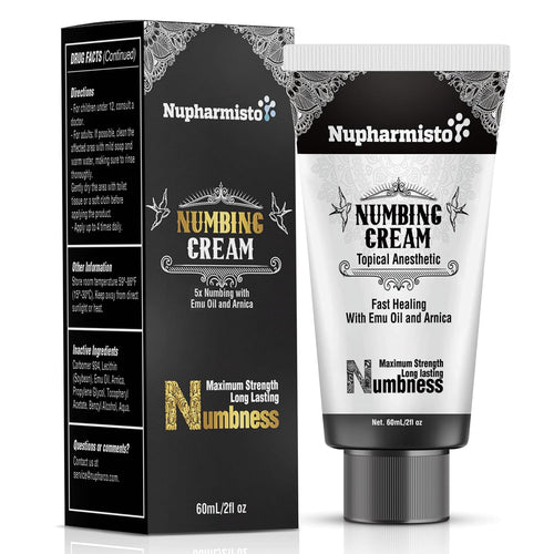 Nupharmisto Pain-Free Tattoo Numbing Cream - Maximum Strength, 60mL / 2 fl oz