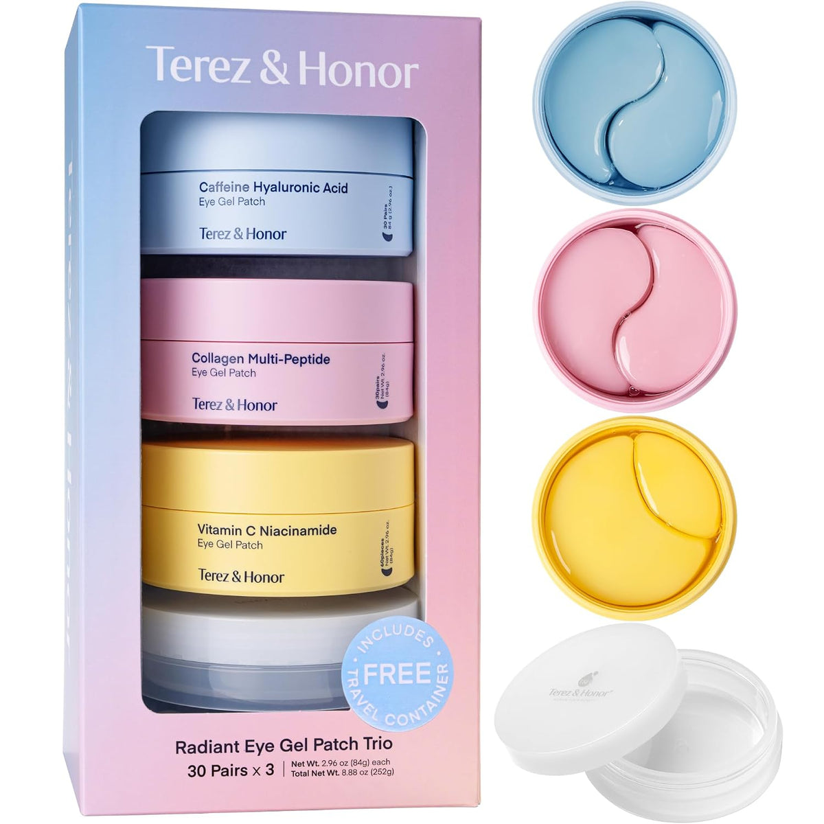 TEREZ & HONOR Peptide Collagen Eye Patches – Korean Hydrating Masks for Dark Circles & Puffiness